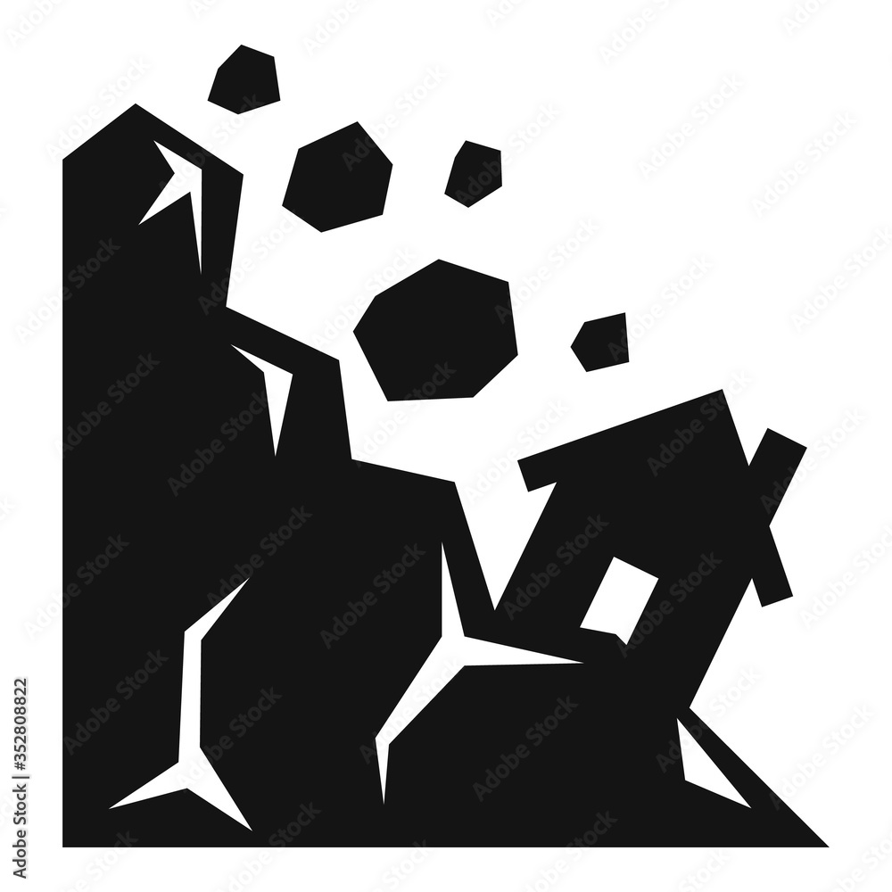 Poster road landslide icon. simple illustration of road landslide vector icon for web design isolated on wh