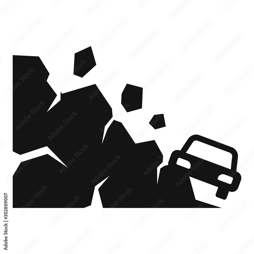 Poster accident landslide icon. simple illustration of accident landslide vector icon for web design isolat