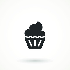 vanilla cream cupcake muffin icon illustration confectionery bakery pastry line icon sign logo on isolated background Sweet food symbol