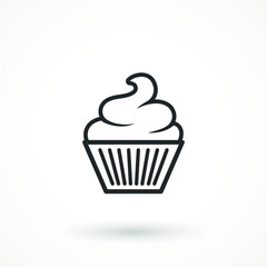 vanilla cream cupcake muffin icon illustration confectionery bakery pastry line icon sign logo on isolated background Sweet food symbol