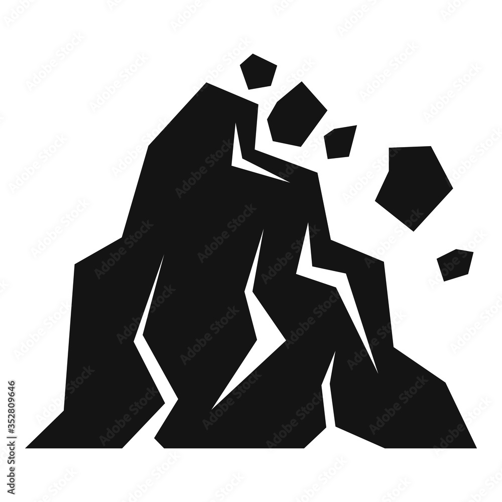 Poster hill landslide icon. simple illustration of hill landslide vector icon for web design isolated on wh