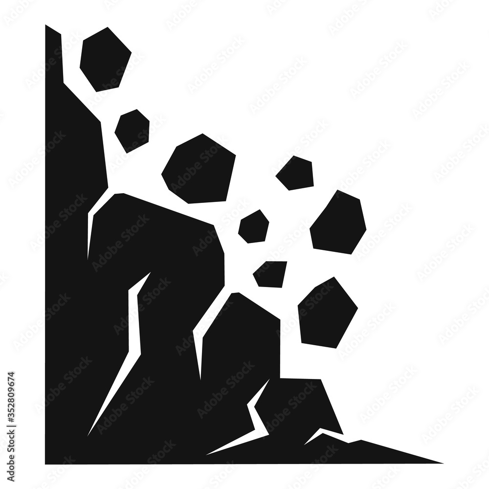 Poster stone landslide icon. simple illustration of stone landslide vector icon for web design isolated on 