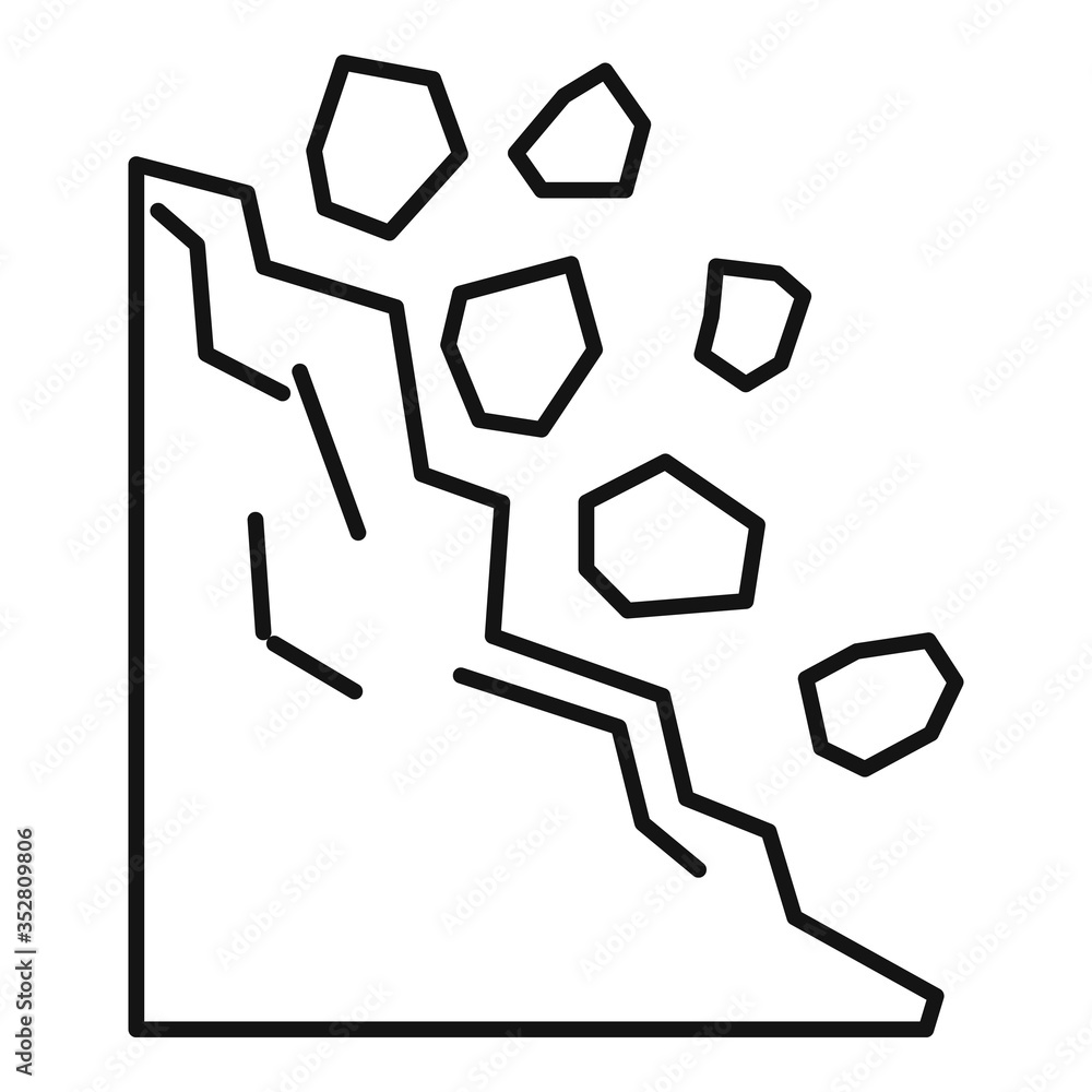 Aufkleber road landslide icon. outline road landslide vector icon for web design isolated on white background