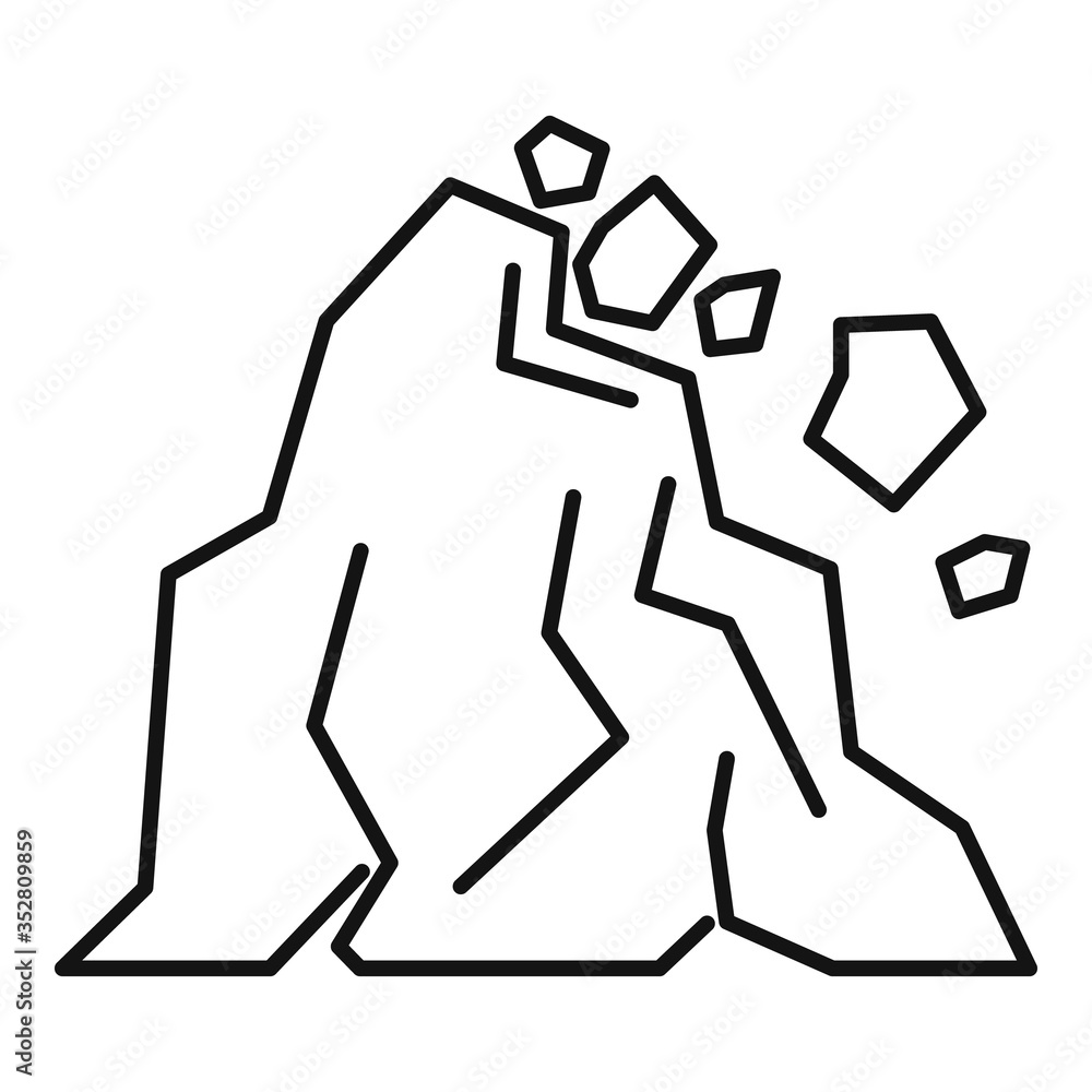 Poster danger landslide icon. outline danger landslide vector icon for web design isolated on white backgro