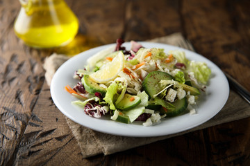 Healthy mixed salad with avocado