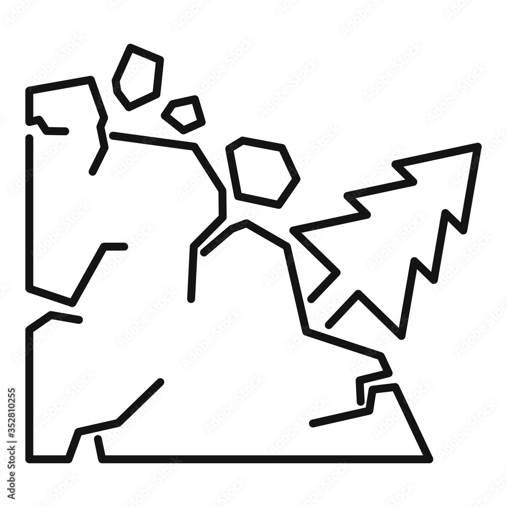 Poster disaster landslide icon. outline disaster landslide vector icon for web design isolated on white bac