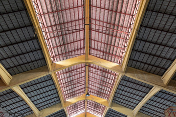 Detail of Roof interior in French Colonial market building, Saigon, Vietnam