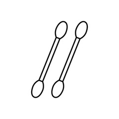 Swabs, ear sticks in flat style on blue background. Medical tools, hygiene objects.