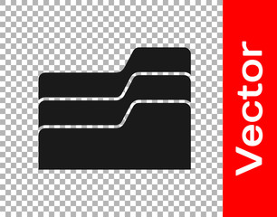 Black Document folder icon isolated on transparent background. Accounting binder symbol. Bookkeeping management. Vector Illustration