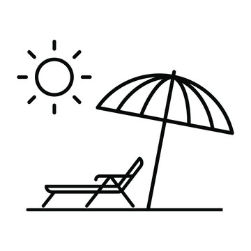 Beach umbrella outline vector icon. sunshade illustration sign collection. holiday symbol. summer logo.