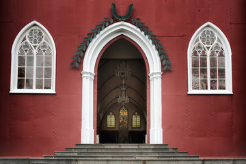 Metallic red church. Iglesia de Nuestra Señora de las Mercedes. Grecia, Alajuela province, Costa Rica.