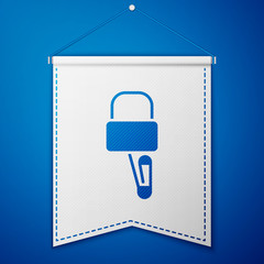 Blue Lockpicks or lock picks for lock picking icon isolated on blue background. White pennant template. Vector Illustration