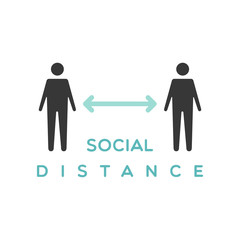 Social distance icon. Coronavirus pandemic prevention. Keep two meters away. Vector illustration, flat design