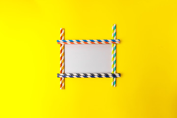 Multi-colored biodegradable paper tubes for drinks, cocktails. Mock Up