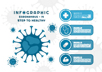 Infographic medical concept coronavirus 19 design geometric circle and square shape label