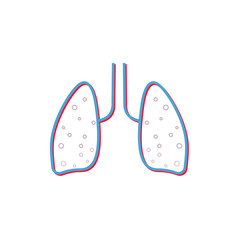 Lung flat line icon. Vector thin pictogram of human internal organ, outline illustration for pulmonary clinic.
