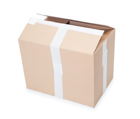 Open used cardboard box