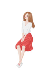 happy girl in pink skirt