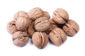 Group of big whole walnuts