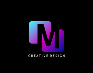 Creative Negative Space M Letter Logo, geometric shape design concept with initial M icon for technology, business, finance and more brand identity.