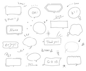 シンプルでおしゃれな手書きの吹き出し／イラスト／ふきだし