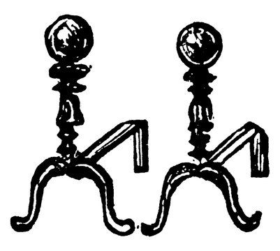 Andirons, vintage illustration.