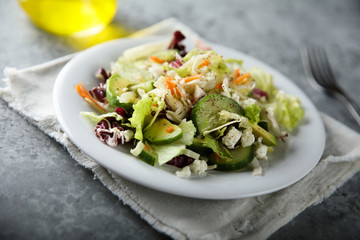 Healthy mixed salad with avocado