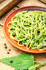 Pasta with sauce pesto