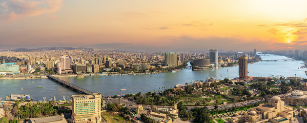 Cairo, the capital of Egypt, downtown sunset view