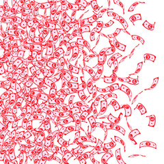 British pound notes falling. Small GBP bills on wh