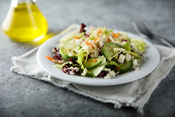 Healthy mixed salad with avocado
