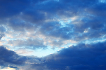 Cloudy blue sky in the evening,photo