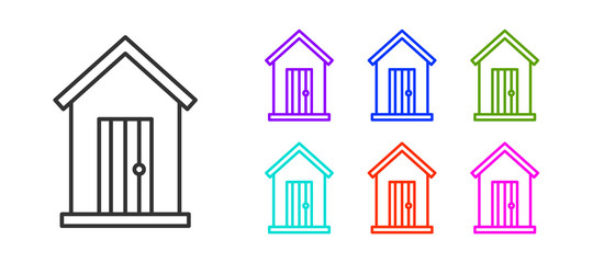 Fototapeta premium Black line Farm house icon isolated on white background. Set icons colorful. Vector Illustration