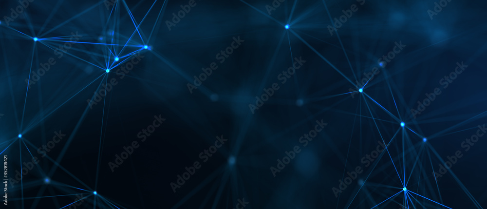 Poster abstract futuristic - technology with polygonal shapes on dark blue background. design digital techn