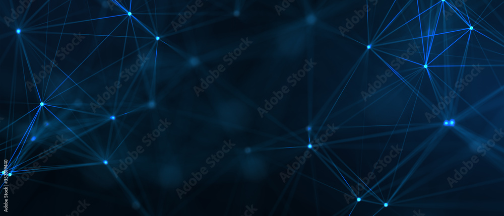 Poster abstract futuristic - technology with polygonal shapes on dark blue background. design digital techn