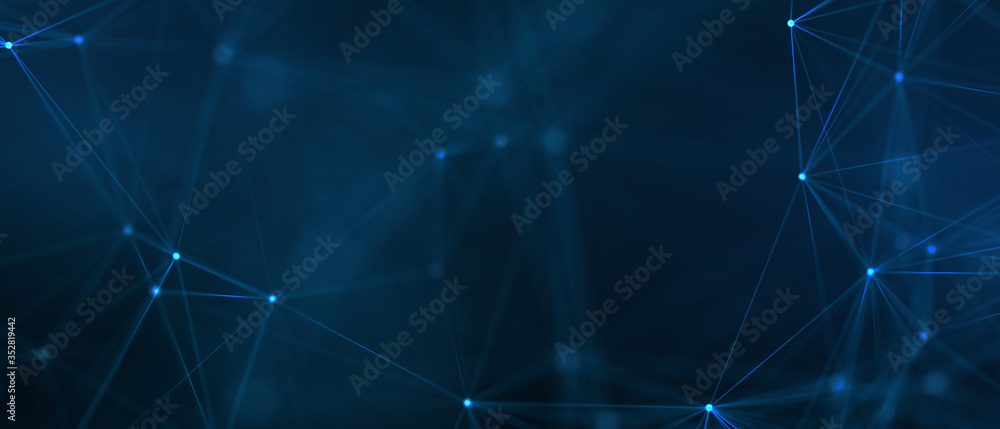 Poster abstract futuristic - technology with polygonal shapes on dark blue background. design digital techn