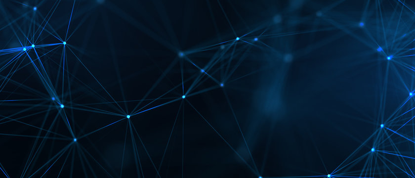 Fototapeta Abstract futuristic - technology with polygonal shapes on dark blue background. Design digital technology concept..