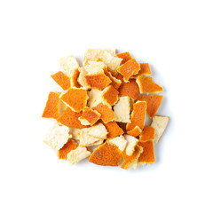Dry Orange Peel or Zest Isolated on White Background