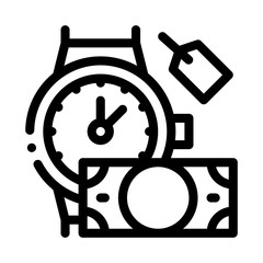 hand over wristwatch for money to pawnshop icon vector. hand over wristwatch for money to pawnshop sign. isolated contour symbol illustration