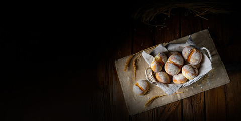 Homemade wheat rolls for breakfast