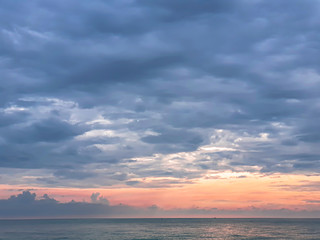 Orange light sea and clouds