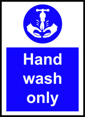 hand wash only blue vector sign