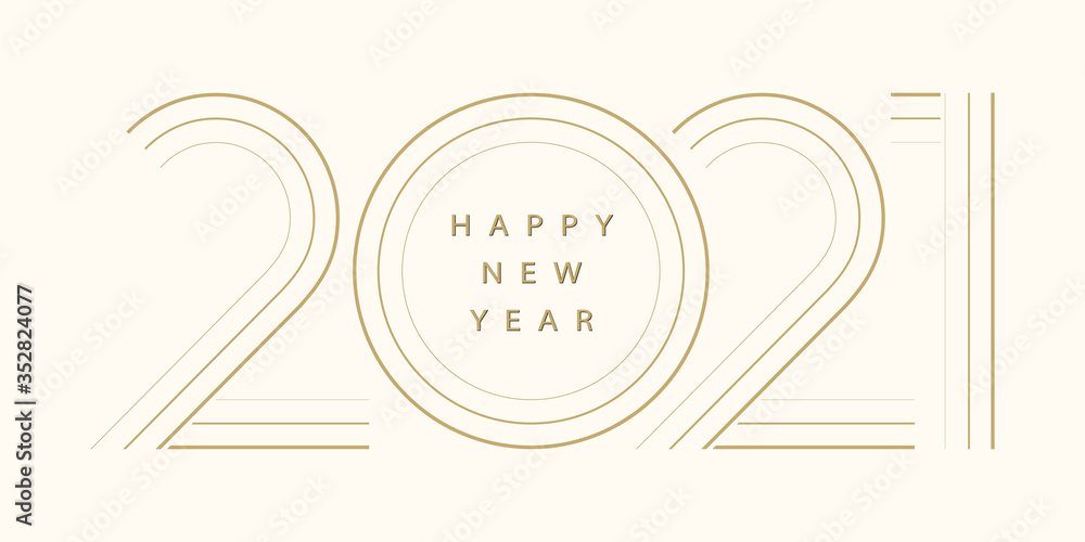 Poster 2021 happy new year text vector design.