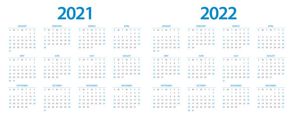 Calendar 2021, calendar 2022 week start Sunday corporate design planner template.