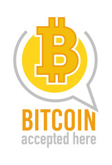 Bitcoin accepted here, icon denoting virtual paying system
