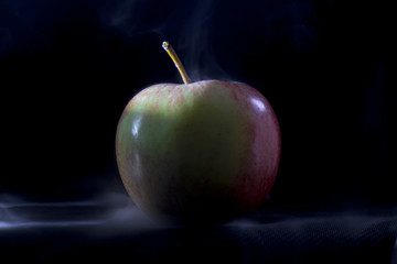 apple on black background