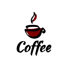 Vector illustration logo coffee with an abstract cup with black and brown