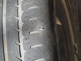 Screw causing flat tire
