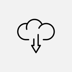 Download line icon. Upload and database, transfer symbol. Cloud storage logo. Outline design editable stroke. For yuor design. Stock - Vector illustration.