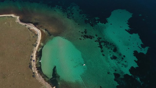 The beautiful blue clear waters of the Olib Island in Croatia - top view